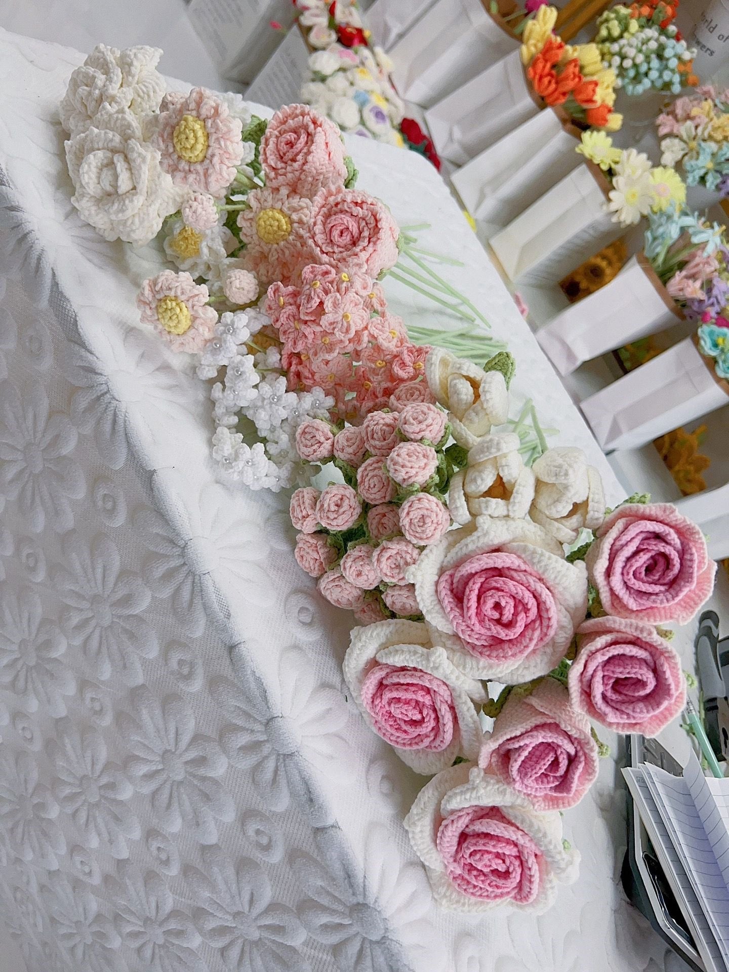 Twilight Softness: Gradient Pink Crochet Tulips