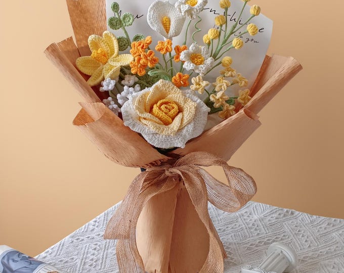 Autumn Whispers: Vintage Orange-Brown Crochet Floral Art