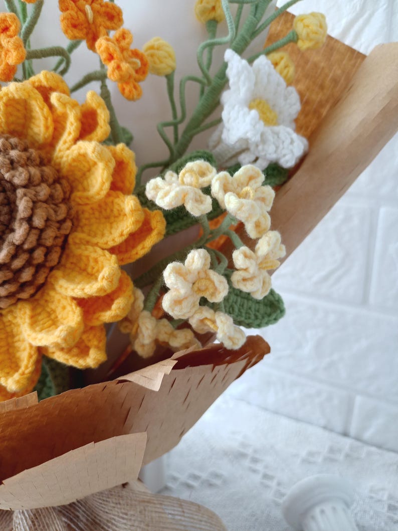 Radiant Warmth: Vibrant Multi-Color Hand-Knitted Bouquet | A Bundle of Sunshine