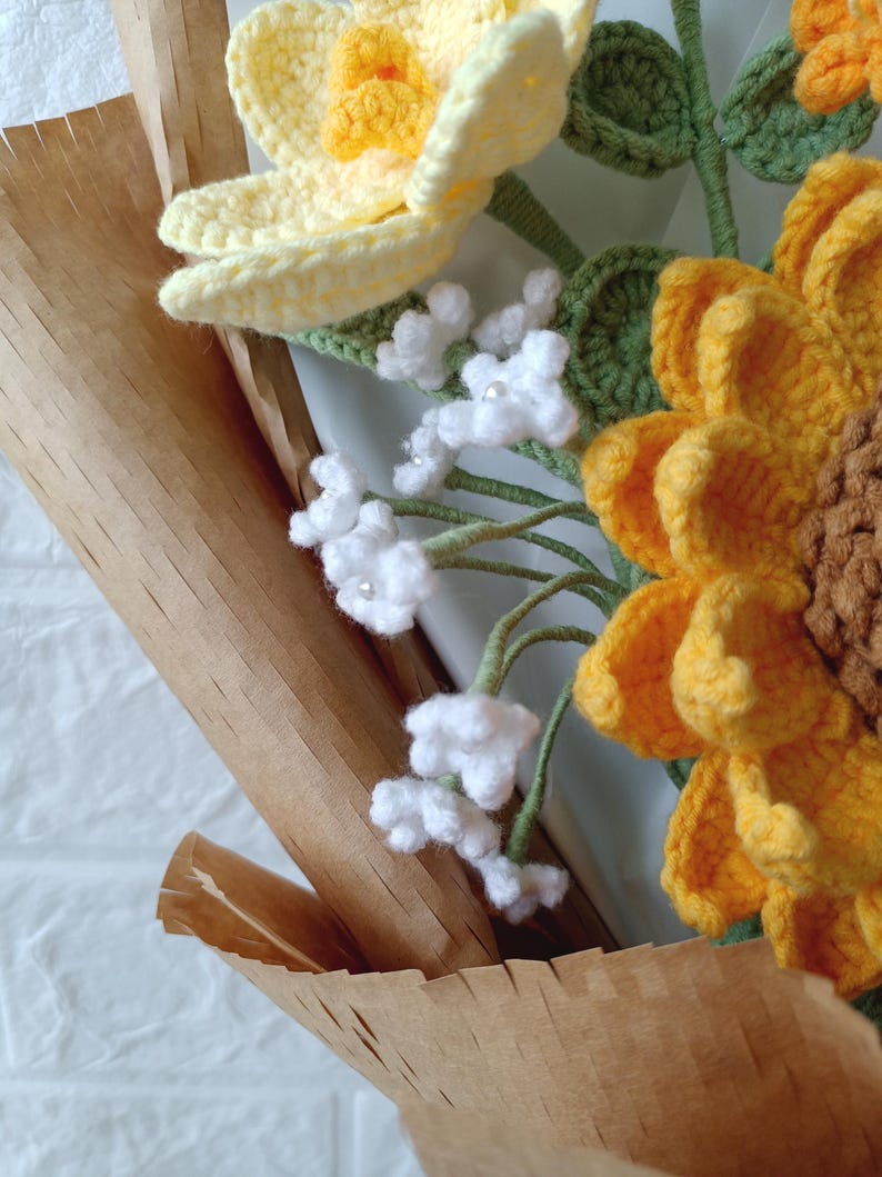 Radiant Warmth: Vibrant Multi-Color Hand-Knitted Bouquet | A Bundle of Sunshine