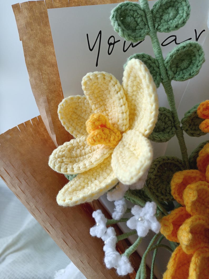 Radiant Warmth: Vibrant Multi-Color Hand-Knitted Bouquet | A Bundle of Sunshine