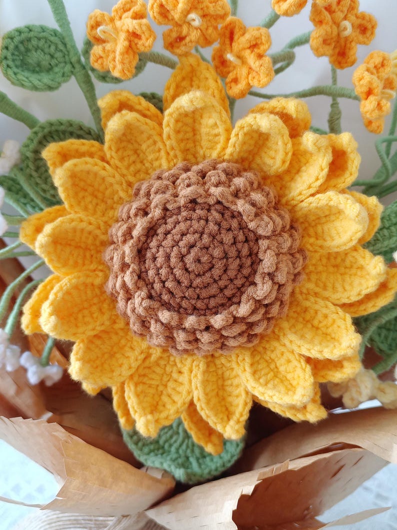 Radiant Warmth: Vibrant Multi-Color Hand-Knitted Bouquet | A Bundle of Sunshine
