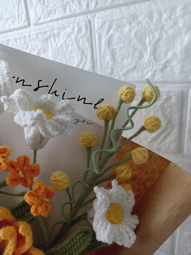 Radiant Warmth: Vibrant Multi-Color Hand-Knitted Bouquet | A Bundle of Sunshine