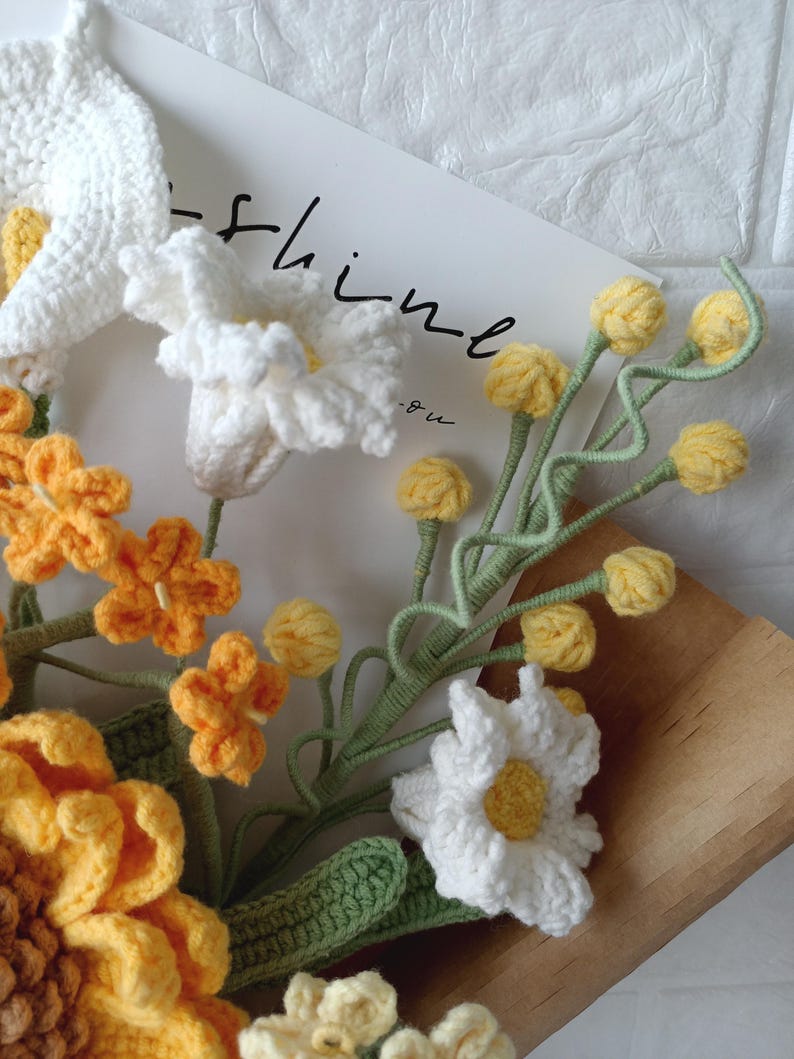 Radiant Warmth: Vibrant Multi-Color Hand-Knitted Bouquet | A Bundle of Sunshine