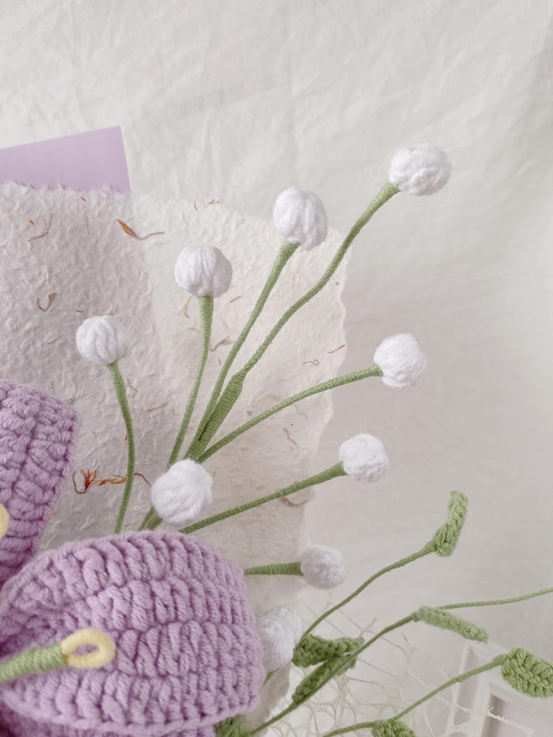 Purple Symphony: Elegant Hand-Knitted Bouquet | A Timeless Floral Masterpiece
