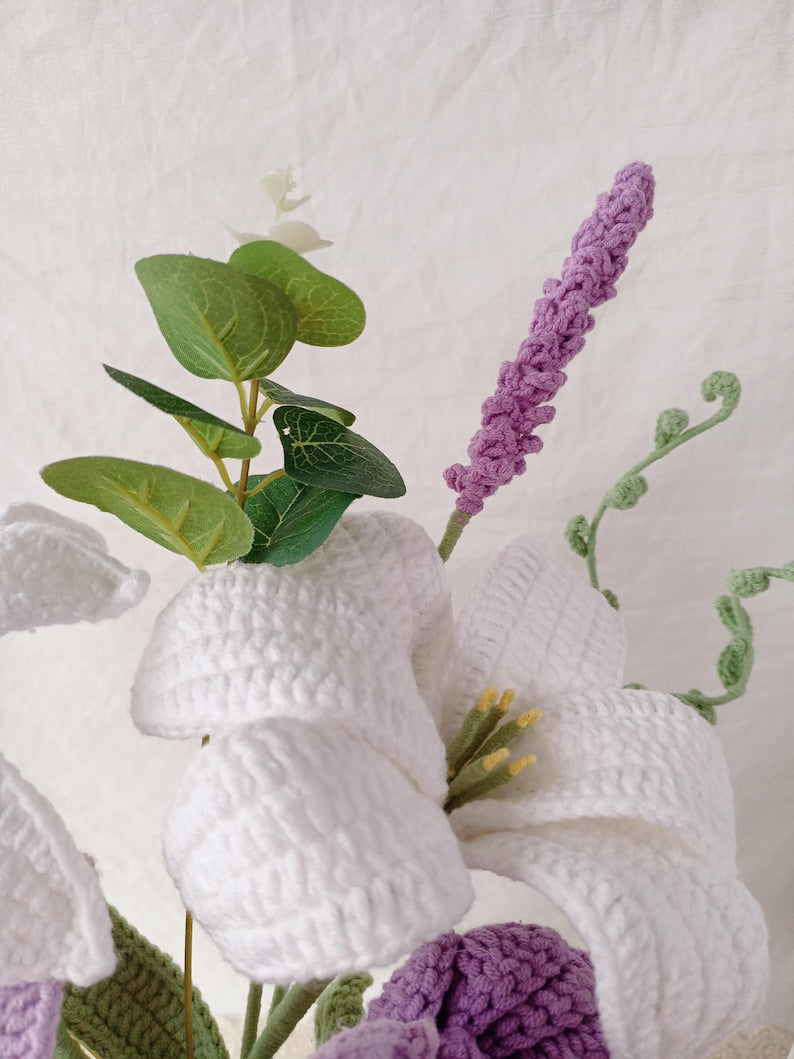 Aurora Purple: Dreamy Hand-Knitted Bouquet