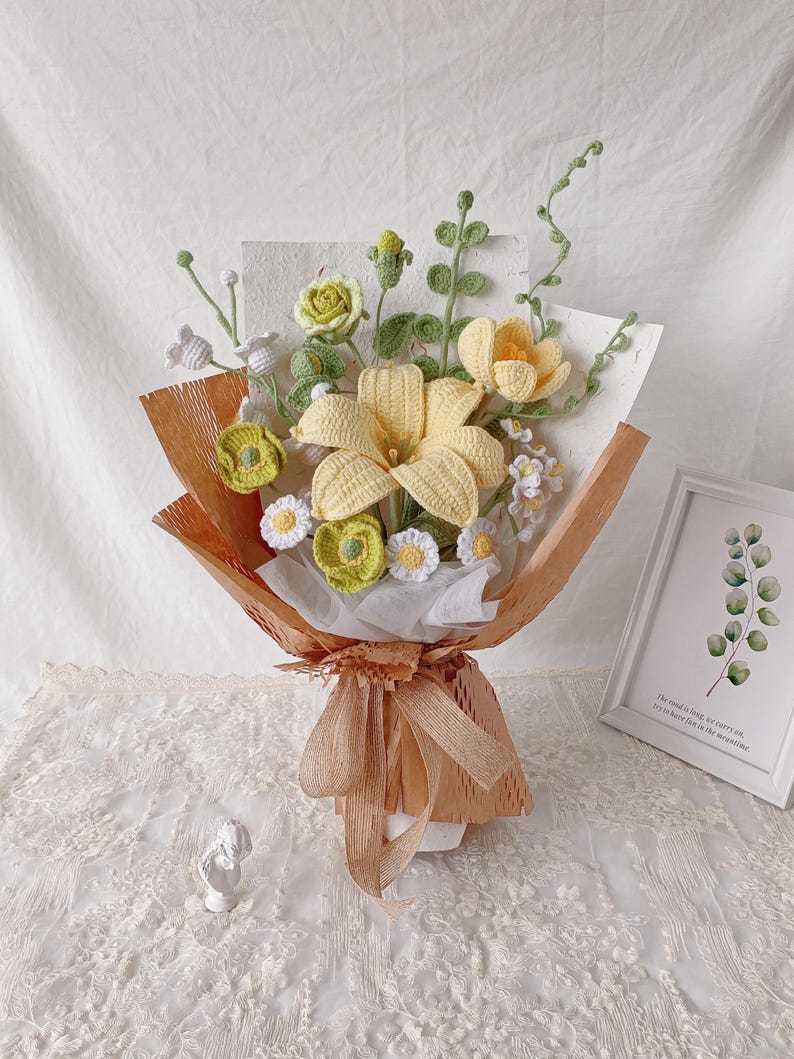 Autumn Whispers: Vintage Orange-Brown Crochet Floral Art