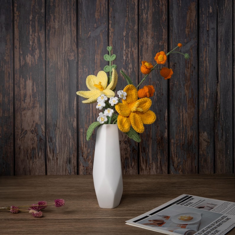 Forest-style handmade crochet flowers