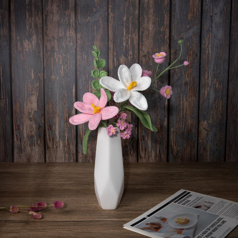 Forest-style handmade crochet flowers