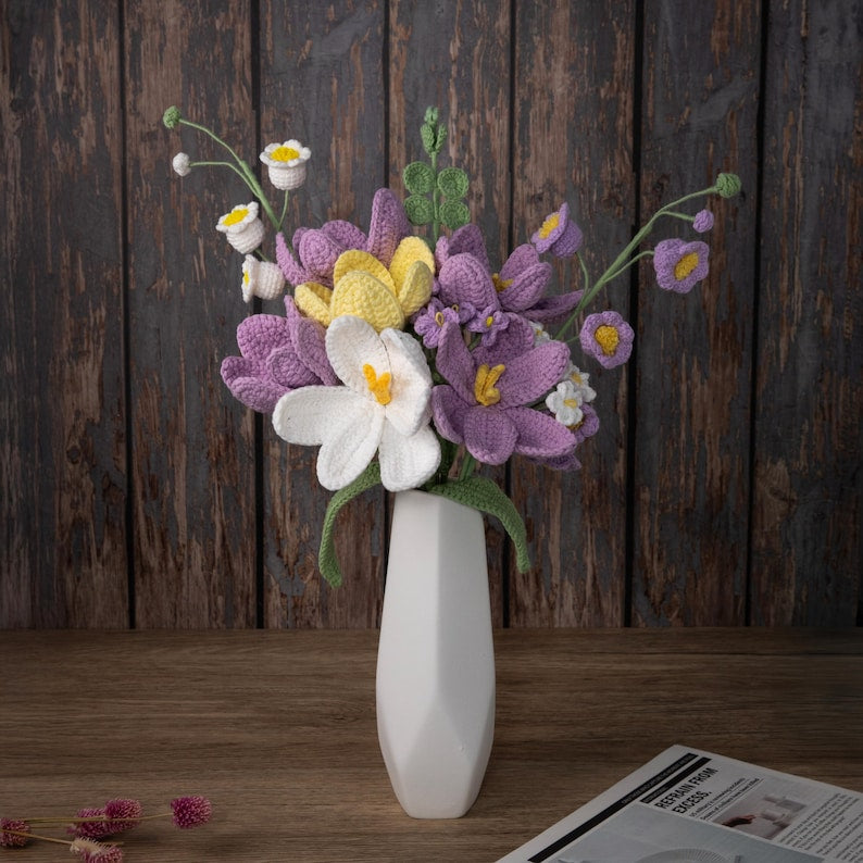 Forest-style handmade crochet flowers
