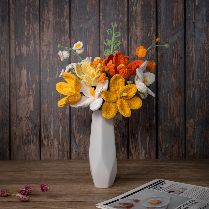 Forest-style handmade crochet flowers