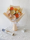 Sunkissed Harmony: Orange & White Hand-Knitted Bouquet | Everlasting Floral Art