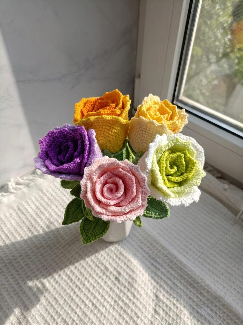 Handmade Crochet Rose Bouquet
