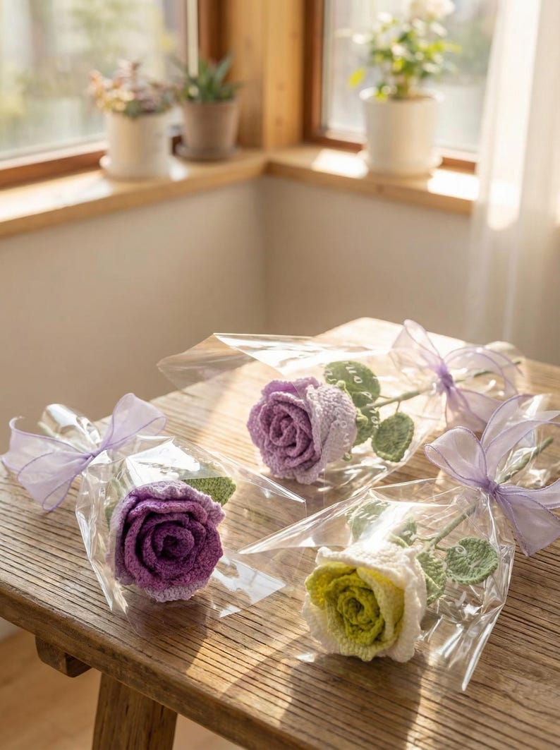 Handmade Crochet Rose Bouquet