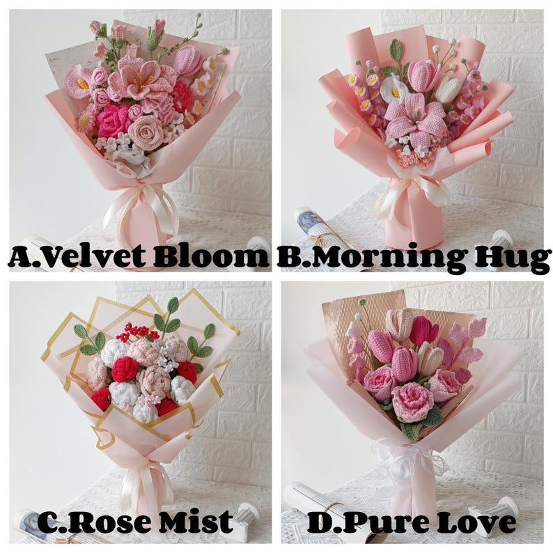 Pastoral Symphony: Mixed Floral Hand-Knitted Bouquet | Everlasting Artisanal Beauty