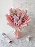 Pink Symphony: Vibrant Hand-Knitted Bouquet | Everlasting Floral Elegance